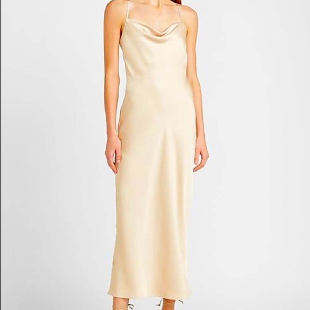 NWT Satin Cowl Neck Maxi Slip Dress